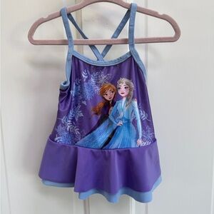 NWOT Disney Frozen 2T Elsa & Anna Purple and Blue Tankini Bikini Top Swimsuit